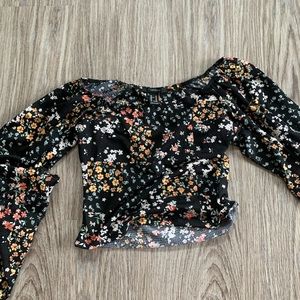 floral slit back top